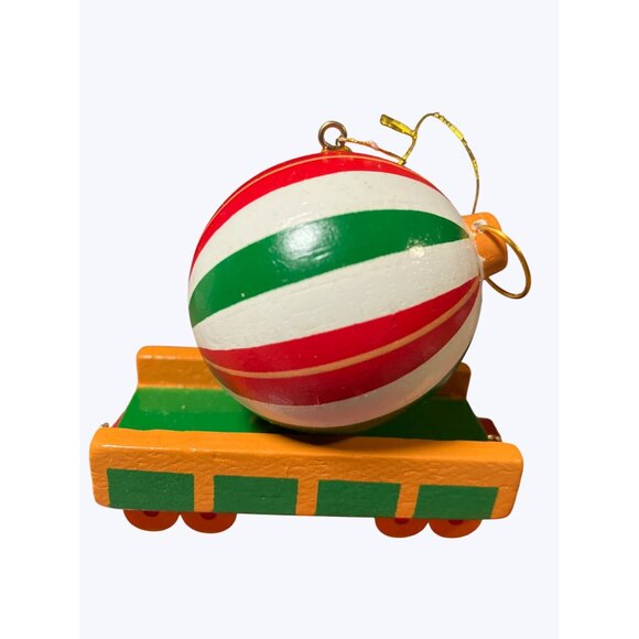 Christmas Train Ornament Car With Striped Ball Decoration Avon Gift Collection - Picture 2 of 11